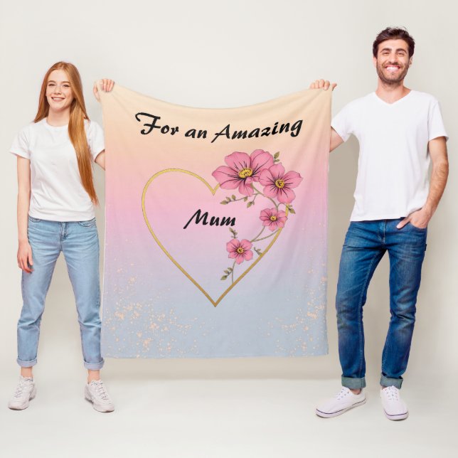 For Mum Pink Floral Gold Heart Mother's day  Fleecedecke (Beispiel)
