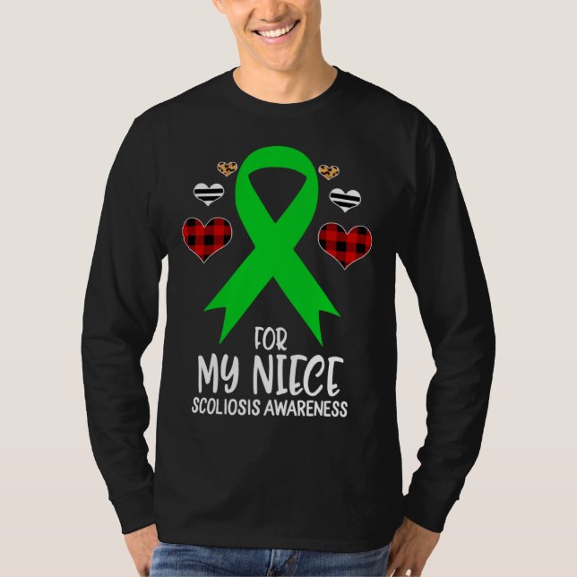 For My Niece Scoliosis Awareness Ribbon Leopard Bu T-Shirt (Vorderseite)