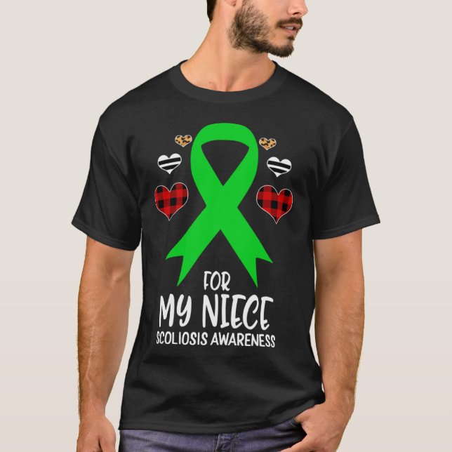 For My Niece Scoliosis Awareness Ribbon Leopard Bu T-Shirt (Vorderseite)