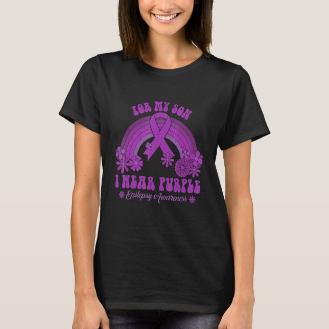 For My Son I Wear Purple Epilepsy Awareness Rainbo T-Shirt (Vorderseite)
