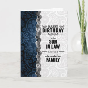 For Our Son-in-Law Blue Paisley Birthday Karte