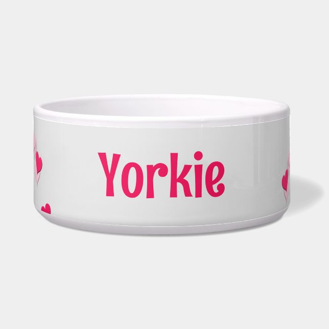 For Pet Modern Writing Scattered Pink Hearts Napf (Vorderseite)