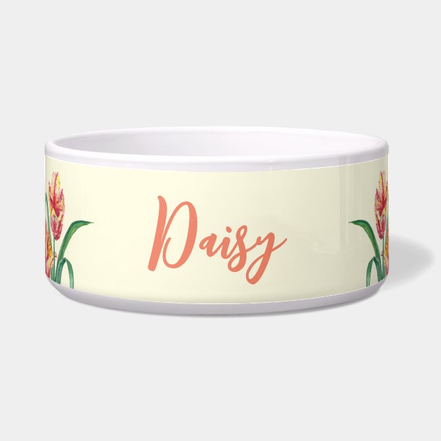 For Pet Watercolor Yellow Parrot Tulips Painting Napf (Vorderseite)