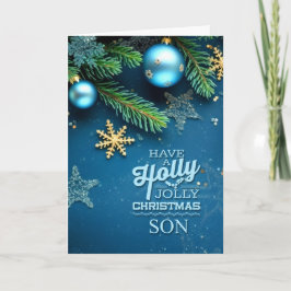 for Son Blue Holly Jolly Christmas Ornament Feiertagskarte