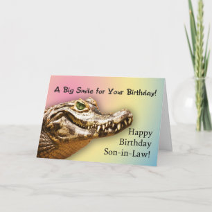 For Son-in-law card with a smiling alligator Karte