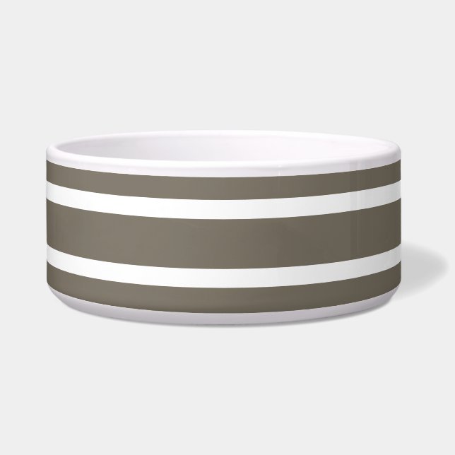 For Stylish Pets – Taupe & White Striped Ceramic  Napf (Links)