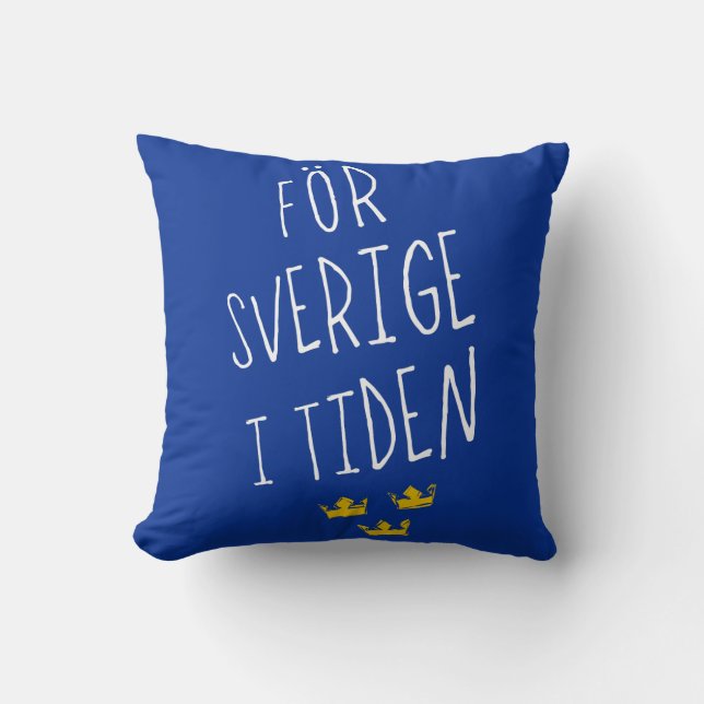 För Sverige i Tiden Throw Pillow, schwedisches Mot Kissen (Vorderseite)