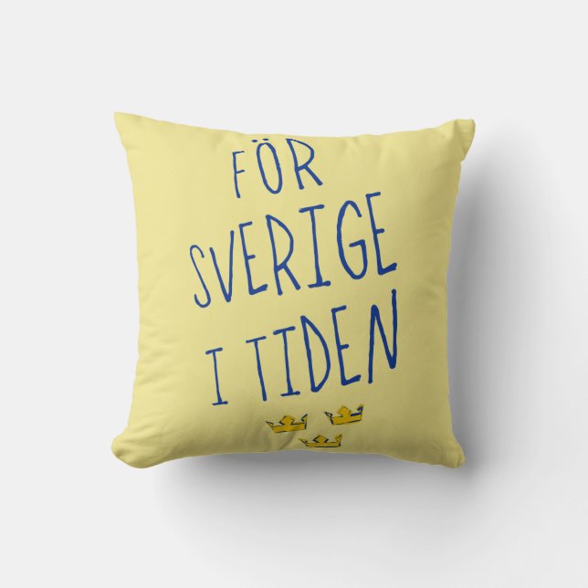 För Sverige i Tiden Throw Pillow, schwedisches Mot Kissen (Vorderseite)