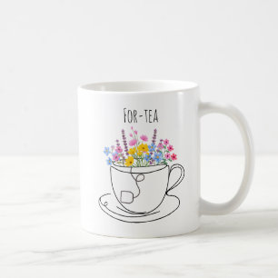 For-Tea 40. Geburtstag Whimsical Farbige Blumen Kaffeetasse