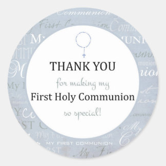 For Thank you coming Boy First Holy communion tag Runder Aufkleber