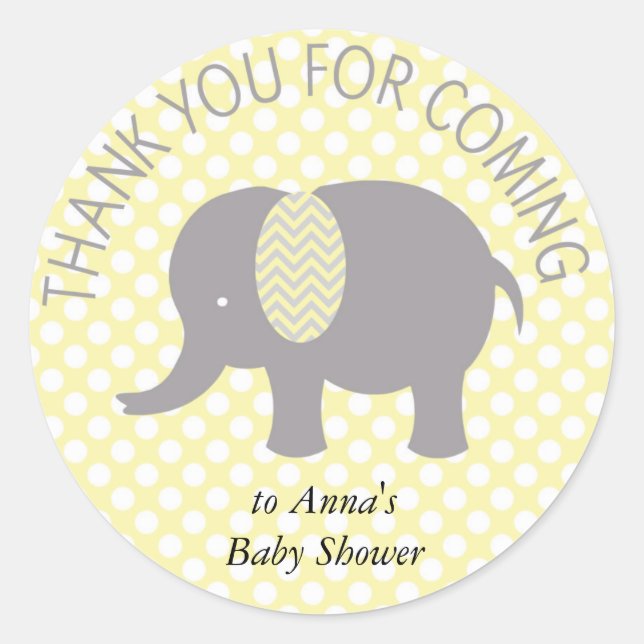 For Thank you coming ELephant Baby Shower Runder Aufkleber (Vorderseite)