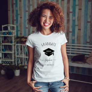 For the Graduate Stylish Black Text Class Year T-Shirt