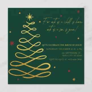 For Unto Us A Child Is Born | Christmas Invitation Einladung