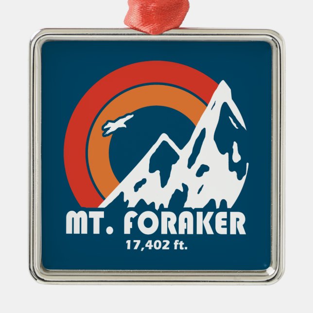 Foraker Alaska Sun Eagle Ornament Aus Metall (Vorne)