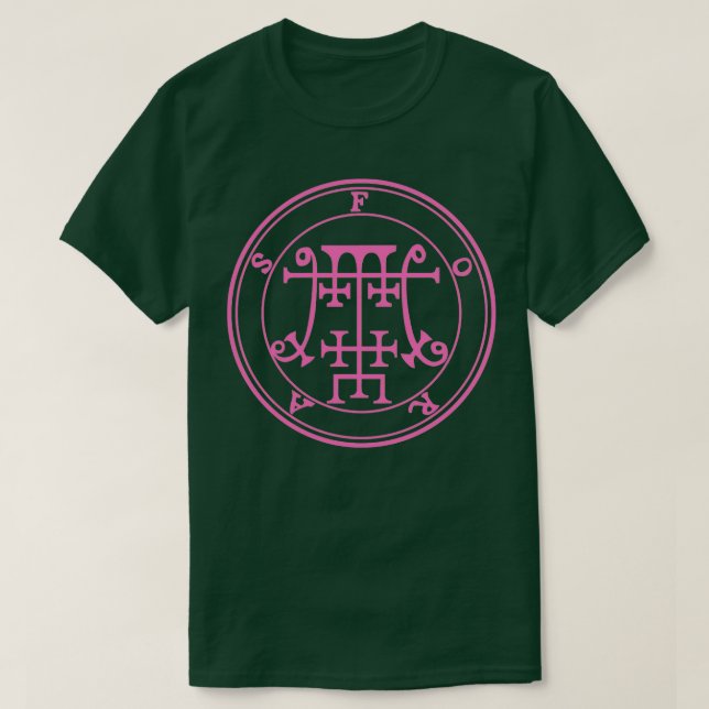 Foras Sigil lehrt Logik und Ethik Pink T-Shirt (Design vorne)