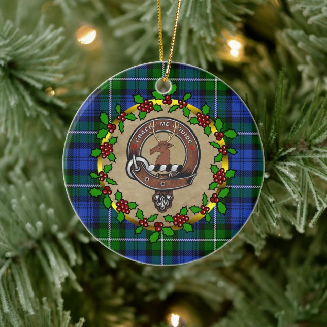 Forbes Clan Abzeichen & Tartan Personalisiert Xmas Keramik Ornament (Baum)