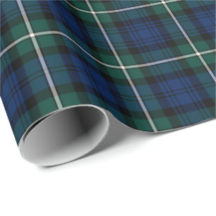 Forbes Clan Tartan Green und Blue Scottish Kariert Geschenkpapier