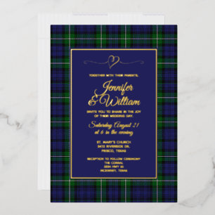 Forbes Clan Tartan Plaid Hochzeits Folieneinladung