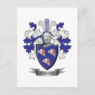 Forbes Family Crest Coat of Arms Postkarte