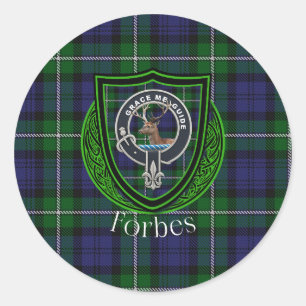 Forbes schottischer Clan Tartan & Wappen Runder Aufkleber