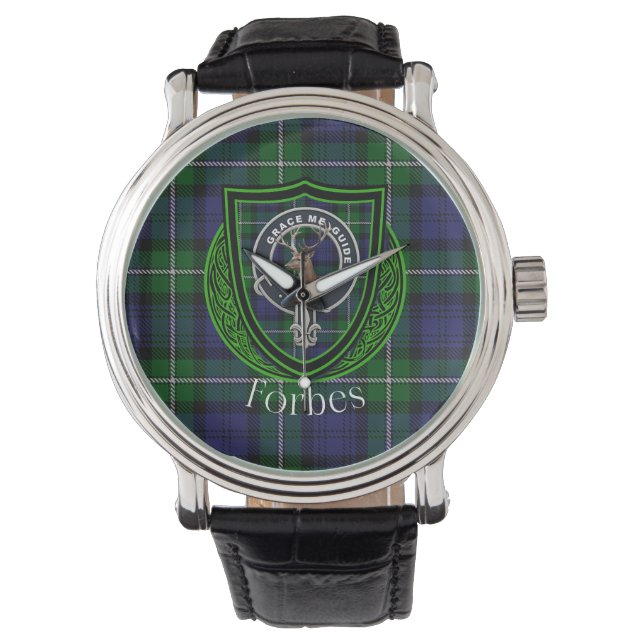 Forbes Scottish Clan Tartan & Crest Armbanduhr (Vorderseite)