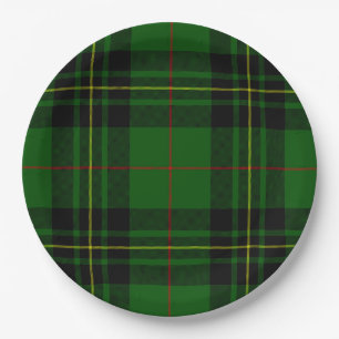 Forbes tartan green black kariert pappteller