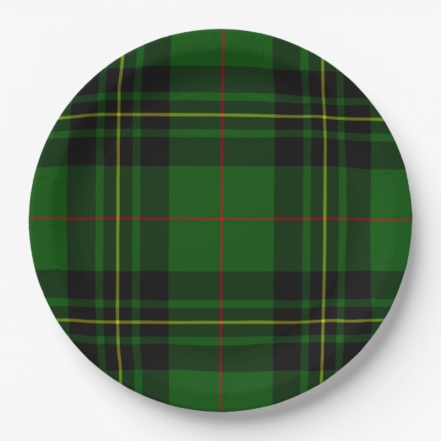 Forbes tartan green black kariert pappteller (Vorderseite)