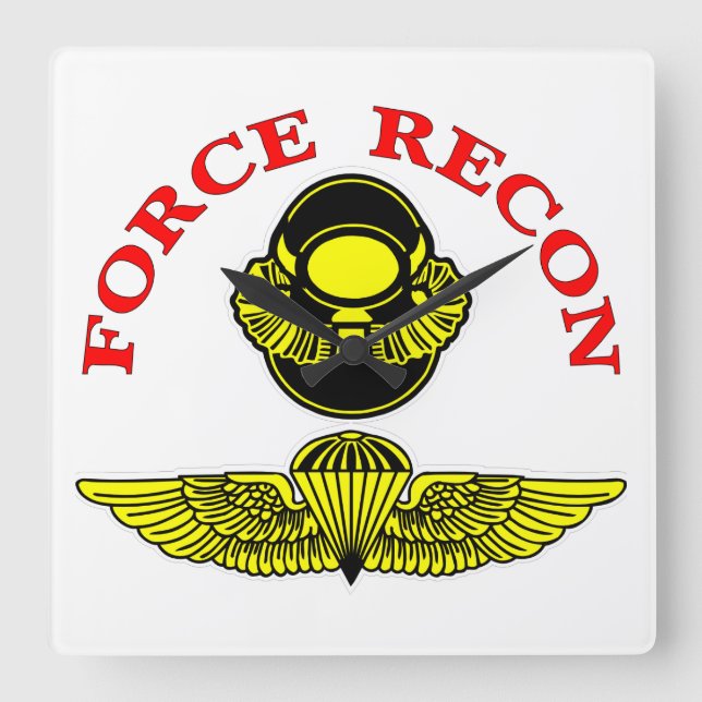 Force Recon Bubblehead Jumpwings Quadratische Wanduhr (Vorderseite)