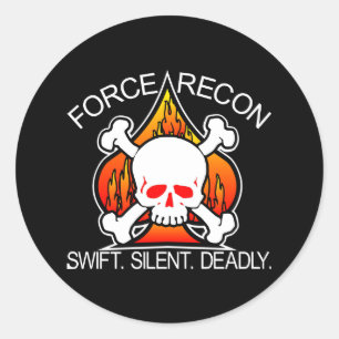 Force Recon Skull Black Runder Aufkleber
