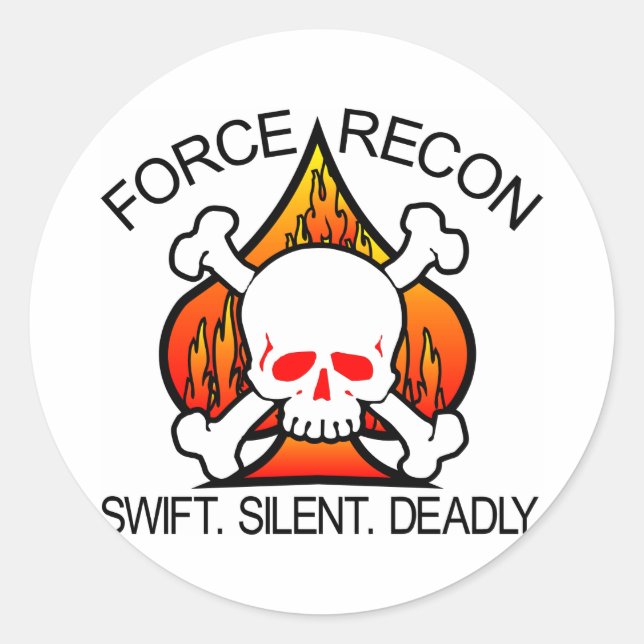 Force Recon Skull Runder Aufkleber (Vorderseite)
