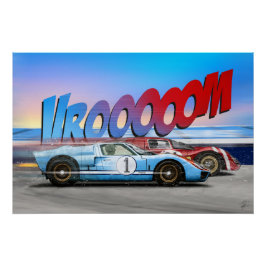 Ford GT40 Ken Miles vs Ferrari 330 Lorenzo Bandini Poster