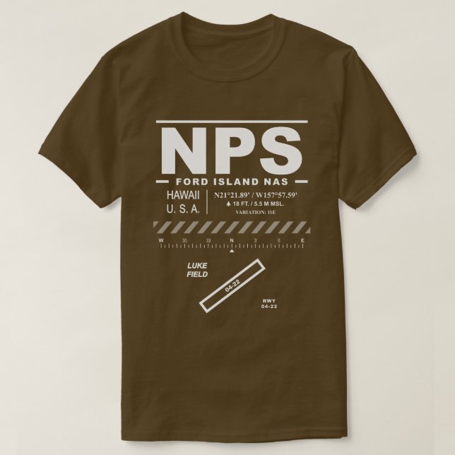 Ford Island NAS Naval Air Station NPS T - Shirt (Design vorne)