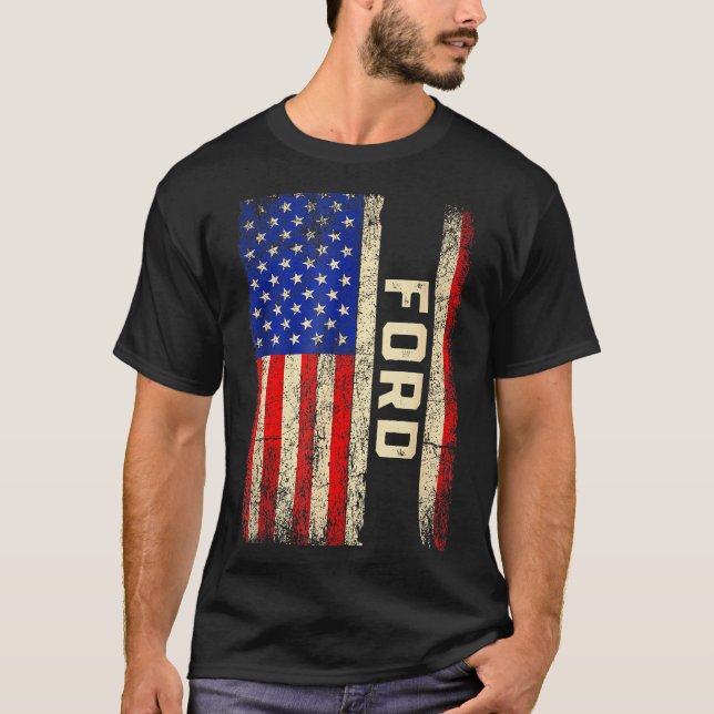 Ford Last Name Shirt Ford Name American Flag  (Vorderseite)