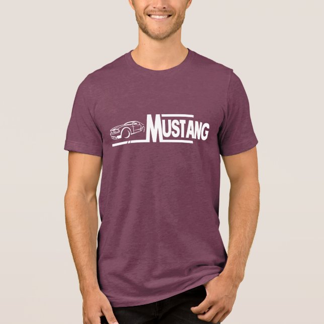Ford Mustang Pony Racing Stripe Muscle Shelby Long Tri-Blend Shirt (Vorderseite)