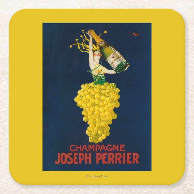 Förderndes Plakat Josephs Perrier Champagne Rechteckiger Pappuntersetzer (Vorderseite)