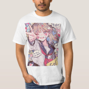 Förderung der Anime Schoolgirl Art Print T-Shirt
