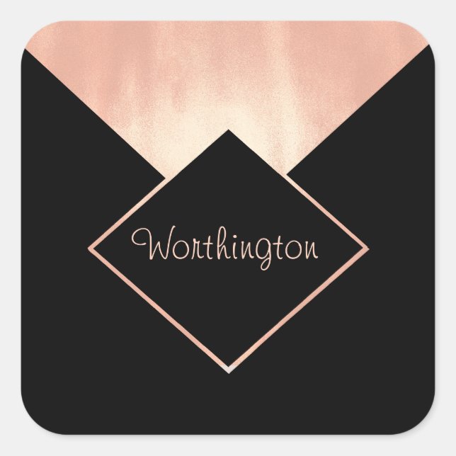 Förderung der Rose von Unternehmen Gold Metallic F Quadratischer Aufkleber (Vorderseite)