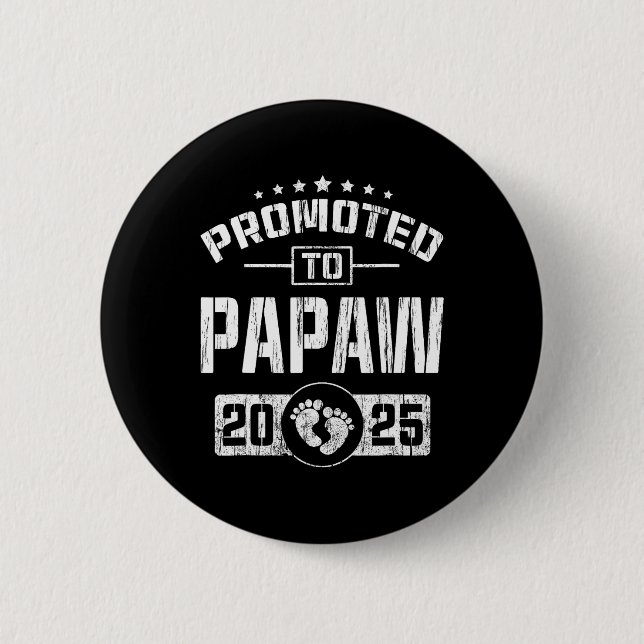 Förderung nach Papaw Est. 2025 Funny bald Papaw Button (Vorderseite)