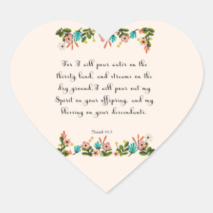 Förderung von Bibelversen Kunst - Isaiah 44:3 Herz-Aufkleber