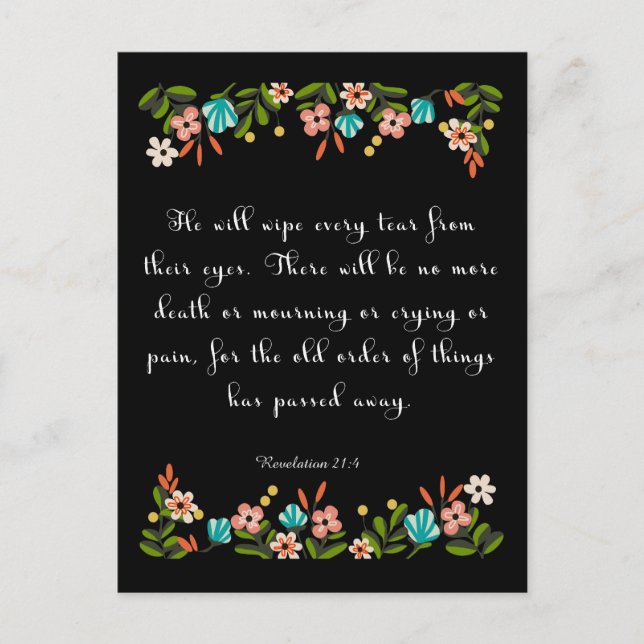 Förderung von Bibelversen Kunst - Offenbarung 21:4 Postkarte (Vorderseite)