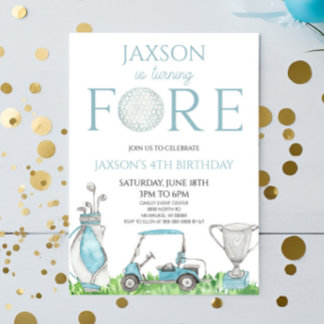 Fore Blue Golf 4. Geburtstagsparty Einladung