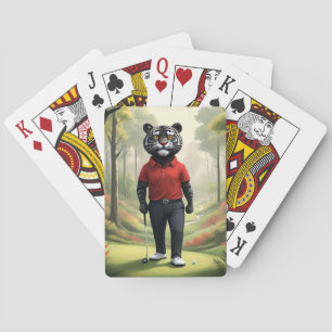 "Fore! Ein schwarzer Tiger, der Golf im Wald spiel Spielkarten