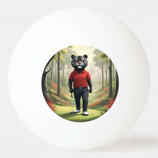 "Fore! Ein schwarzer Tiger, der Golf im Wald spiel Tischtennisball (Vorderseite)