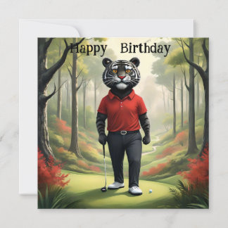 Fore: Ein Tiger, der Golf spielt, flache Geburtsta Karte