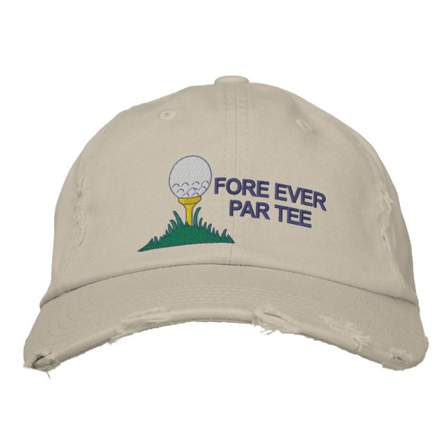 Fore Ever Par T-Shirt Funny Logo Golf Ball Bestickte Baseballkappe (Vorderseite)