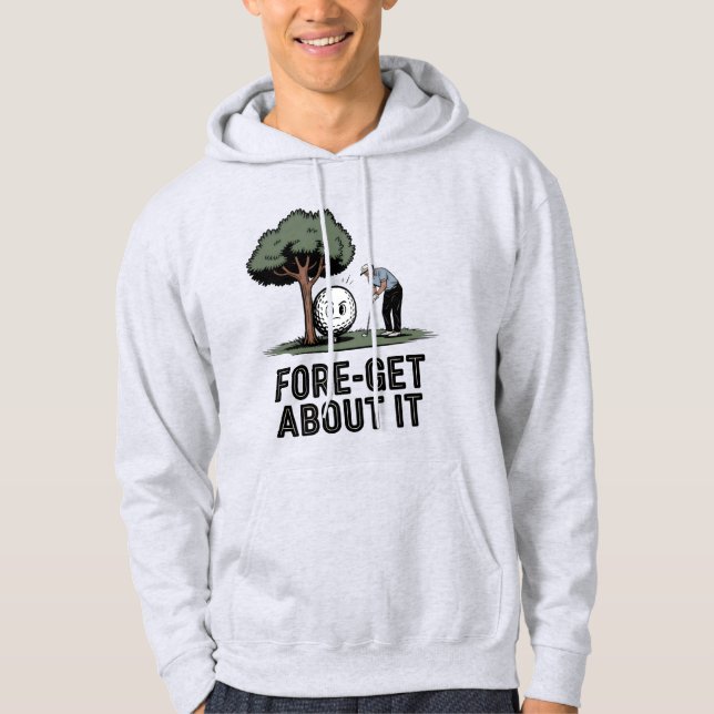 Fore-Get About It – Funny Golf Cartoon with Tree  Hoodie (Vorderseite)