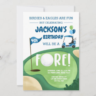 FORE Golf Boy Vierter Geburtstag Par-T-Shirt Golfi Einladung