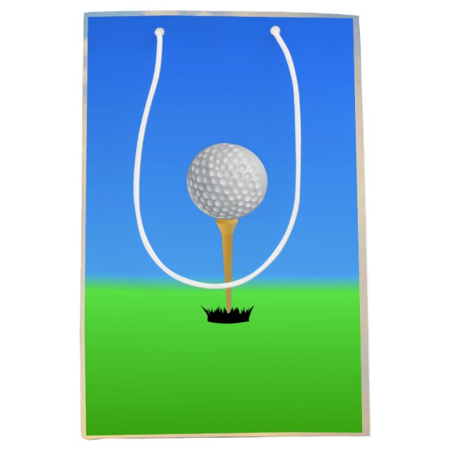 Fore! Golfball auf T-Shirt Mittlere Geschenktüte (Vorderseite)