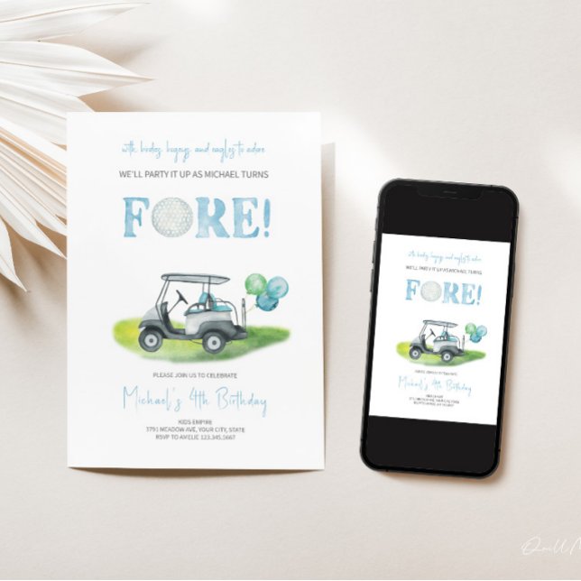 Fore Mini Golf Boy Einladung zum Geburtstag (Von Creator hochgeladen)