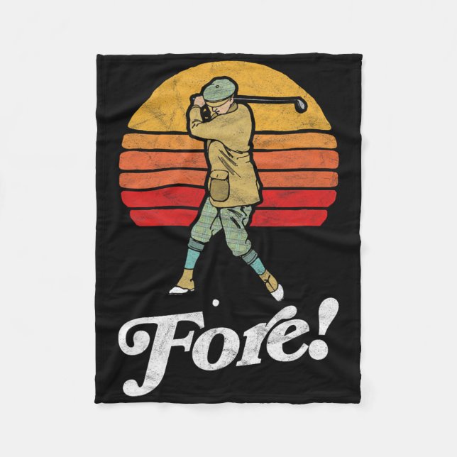 Fore! Vintage Golfschwung Retro Stil Golfer  Fleecedecke (Vorderseite)